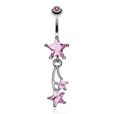 Celestial Cubic Zirconia Shooting Star Sparkle Belly Button Ring
