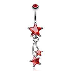 Celestial Cubic Zirconia Shooting Star Sparkle Belly Button Ring