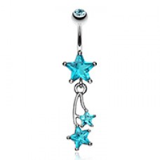 Celestial Cubic Zirconia Shooting Star Sparkle Belly Button Ring