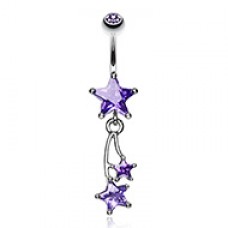 Celestial Cubic Zirconia Shooting Star Sparkle Belly Button Ring