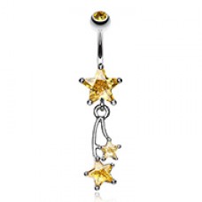 Celestial Cubic Zirconia Shooting Star Sparkle Belly Button Ring