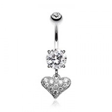 Mini Cubic Zirconia Heart Sparkle Belly Button Ring