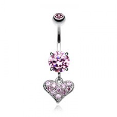 Mini Cubic Zirconia Heart Sparkle Belly Button Ring