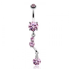 Sparkling Cubic Zirconia Crystal Drop Belly Button Ring