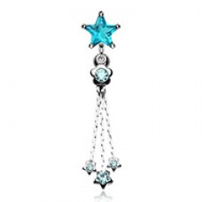 Falling Star Twinkle Reverse Drop Cubic Zirconia Belly Button Ring
