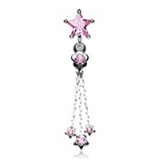 Falling Star Twinkle Reverse Drop Cubic Zirconia Belly Button Ring