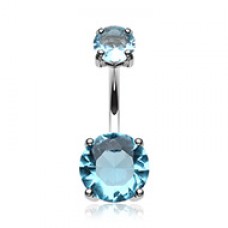 Cubic Zirconia Gem Prong Sparkle Belly Button Ring