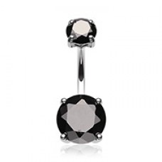 Cubic Zirconia Gem Prong Sparkle Belly Button Ring