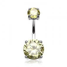 Cubic Zirconia Gem Prong Sparkle Belly Button Ring