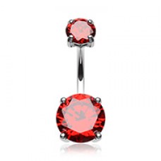 Cubic Zirconia Gem Prong Sparkle Belly Button Ring
