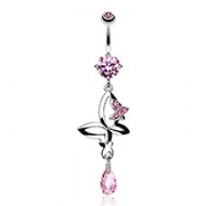 Twinkling Butterfly Teardrop Sparkle Cubic Zirconia Belly Button Ring