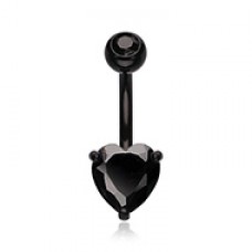 Colorline Cubic Zirconia Heart Prong Sparkle Belly Button Ring