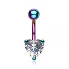 Colorline Cubic Zirconia Heart Prong Sparkle Belly Button Ring