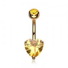 Colorline Cubic Zirconia Heart Prong Sparkle Belly Button Ring