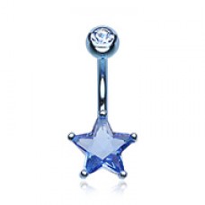 Colorline Cubic Zirconia Star Prong Sparkle Belly Button Ring