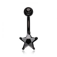 Colorline Cubic Zirconia Star Prong Sparkle Belly Button Ring