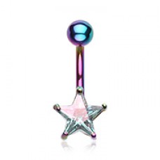 Colorline Cubic Zirconia Star Prong Sparkle Belly Button Ring