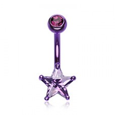 Colorline Cubic Zirconia Star Prong Sparkle Belly Button Ring