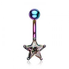 Colorline Cubic Zirconia Star Prong Sparkle Belly Button Ring