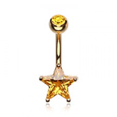 Colorline Cubic Zirconia Star Prong Sparkle Belly Button Ring
