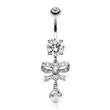 Romantic Cubic Zirconia  Gem Bow-Tie Belly Button Ring