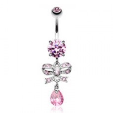 Romantic Cubic Zirconia  Gem Bow-Tie Belly Button Ring