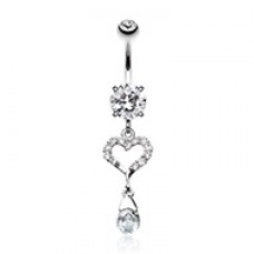 My Darling Heart Cubic Zirconia Belly Button Ring