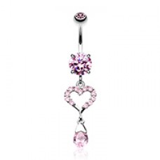 My Darling Heart Cubic Zirconia Belly Button Ring