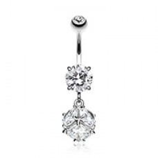 Super Dazzle Cube Cubic Zirconia Gem Belly Button Ring