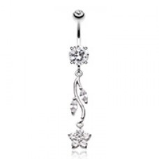 Romantic Cubic Zirconia Flower Belly Button Ring