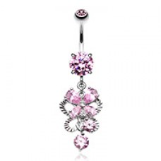 Exuberant Cubic Zirconia Butterfly Chandelier Belly Button Ring