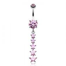 Twinkling Five Star Cubic Zirconia Belly Button Ring