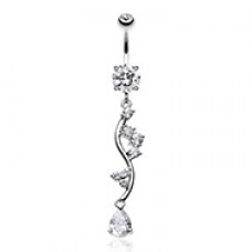 Journey Vine Drops Cubic Zirconia Belly Button Ring