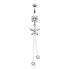 Flower Sparkle Cubic Zirconia Belly Button Ring