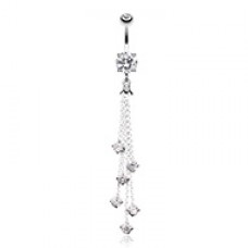 Lustre Droplets Cubic Zirconia Belly Button Ring