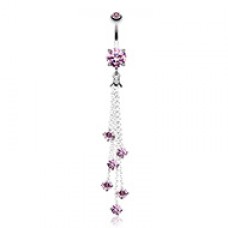 Lustre Droplets Cubic Zirconia Belly Button Ring