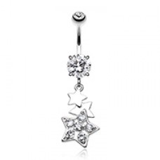 Star Dazzle Cubic Zirconia Belly Button Ring