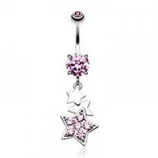 Star Dazzle Cubic Zirconia Belly Button Ring