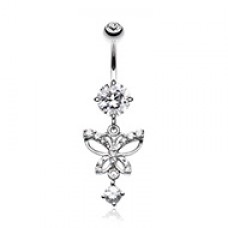 Alluring Butterfly Cubic Zirconia Belly Button Ring
