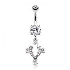 Godly Cross Cubic Zirconia Belly Button Ring