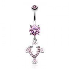 Godly Cross Cubic Zirconia Belly Button Ring