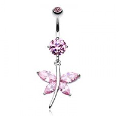 Dazzling Butterfly Cubic Zirconia Belly Button Ring