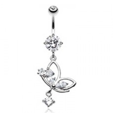 Darling Butterfly Cubic Zirconia Belly Button Ring