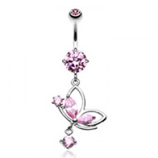 Darling Butterfly Cubic Zirconia Belly Button Ring