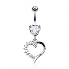 Opulant Gem Cubic Zirconia Heart Belly Button Ring