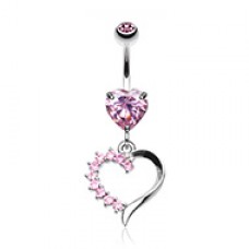 Opulant Gem Cubic Zirconia Heart Belly Button Ring