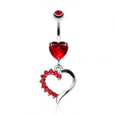 Opulant Gem Cubic Zirconia Heart Belly Button Ring