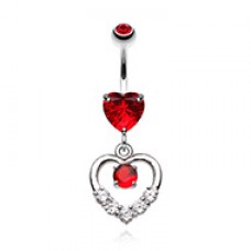 Lusterous Double Heart Cubic Zirconia Belly Button Ring