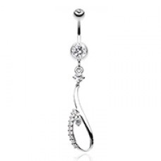 Sparkled Loop Cubic Zirconia Belly Button Ring