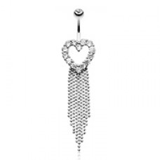 Heart Sparkle Showers Cubic Zirconia Belly Button Ring
